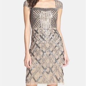 Flapper style HEAVY beaded Adriana lapel cocktail dress size 12